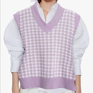 New Purple Houndstooth Sweater Vest